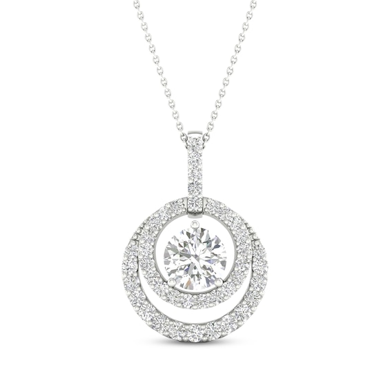 KAY Lab-Grown Diamonds Double Halo Necklace 3/4 ct tw 14K White Gold