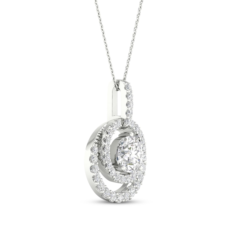 Main Image 2 of Lab-Grown Diamonds by KAY Double Halo Necklace 3/4 ct tw 14K White Gold