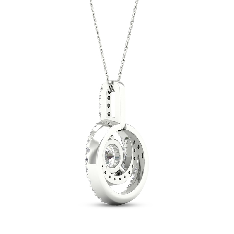 Main Image 3 of Lab-Grown Diamonds by KAY Double Halo Necklace 3/4 ct tw 14K White Gold