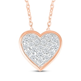 Multi-Diamond Center Heart Necklace 1/4 ct tw 10K Rose Gold 18"