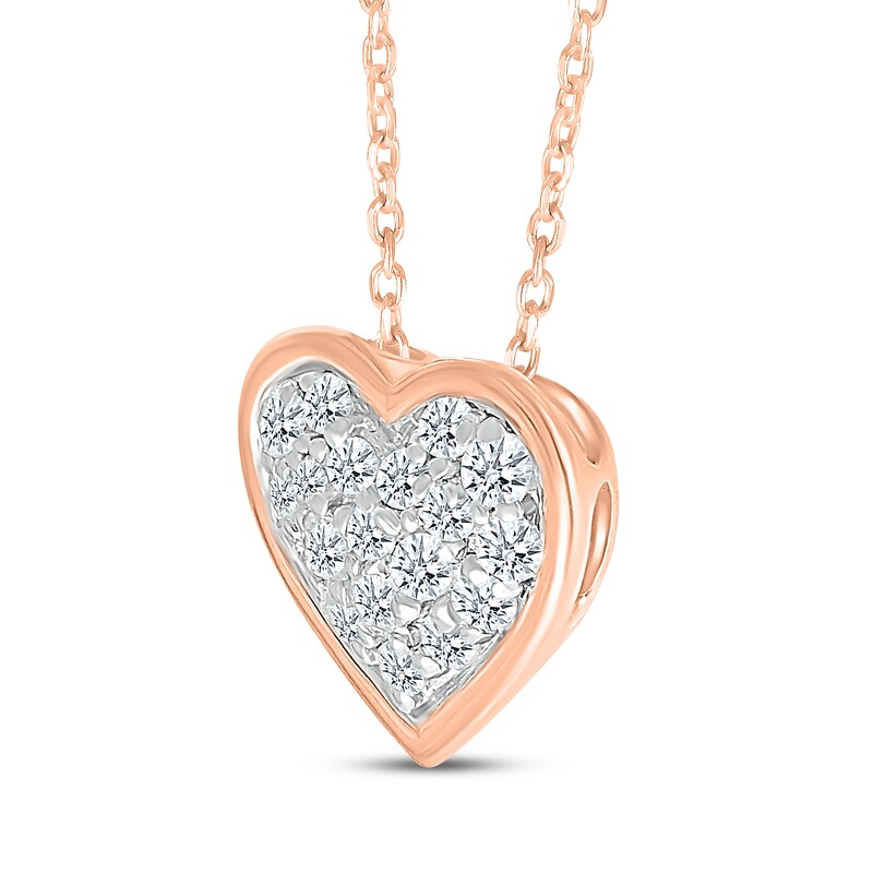 Main Image 2 of Multi-Diamond Center Heart Necklace 1/4 ct tw 10K Rose Gold 18"