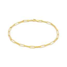 Paperclip Chain Anklet Hollow 10K Yellow Gold 10"