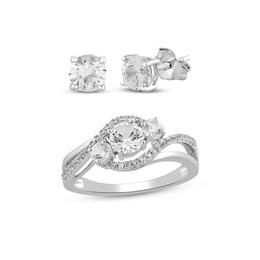 White Lab-Created Sapphire Gift Set Sterling Silver
