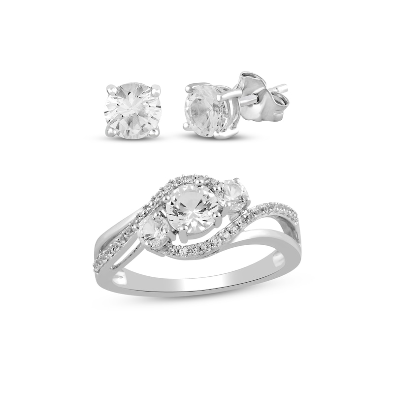 Main Image 1 of White Lab-Created Sapphire Gift Set Sterling Silver
