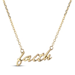 "Faith" Script Necklace 14K Yellow Gold 18"