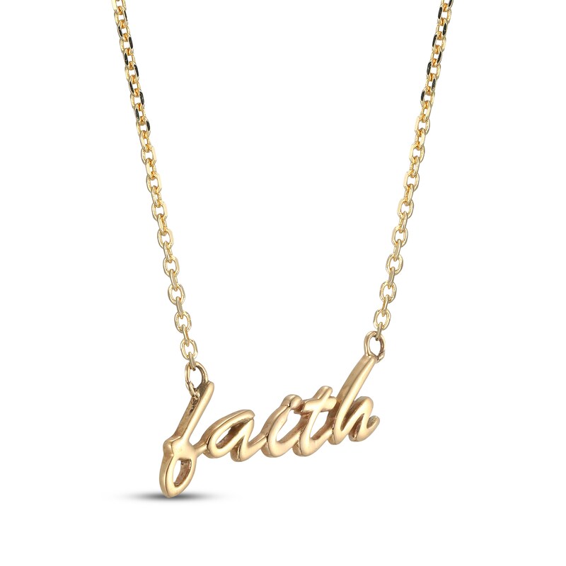 Main Image 2 of "Faith" Script Necklace 14K Yellow Gold 18"