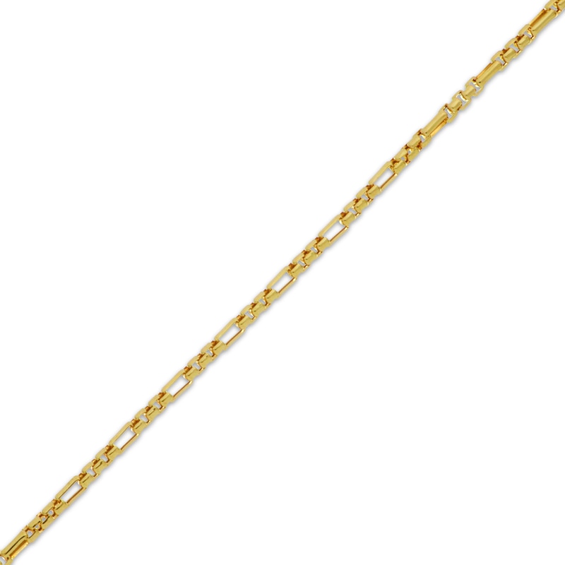 Main Image 2 of Diamond-Cut Short & Long Link Box Chain Necklace 3.5mm Hollow 10K Yellow Gold 20"