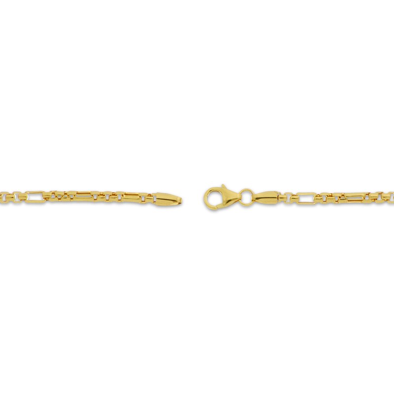 Main Image 3 of Diamond-Cut Short & Long Link Box Chain Necklace 3.5mm Hollow 10K Yellow Gold 20"