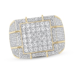 Men's Multi-Diamond Square Center Ring 2-1/2 ct tw 10K Yellow Gold