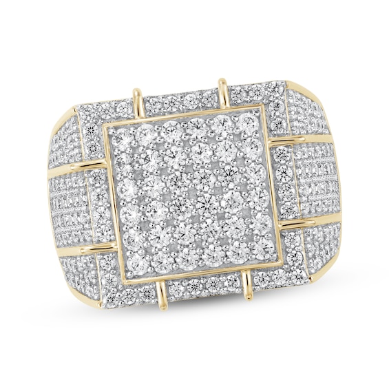 Men's Multi-Diamond Square Center Ring 2-1/2 ct tw 10K Yellow Gold