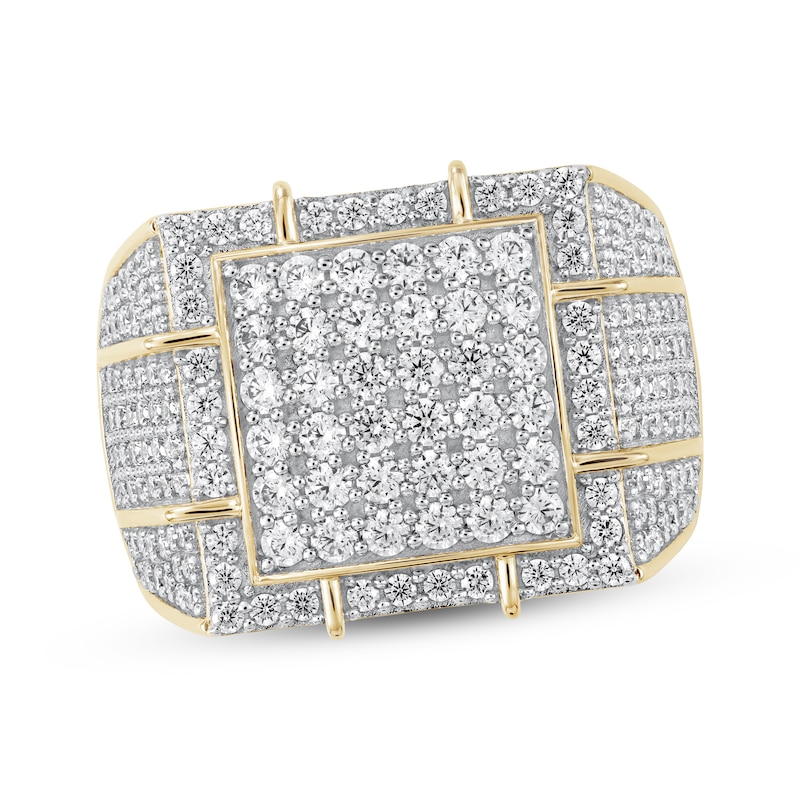Main Image 1 of Men's Multi-Diamond Square Center Ring 2-1/2 ct tw 10K Yellow Gold
