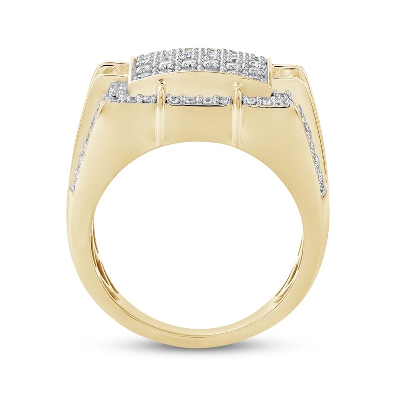 Main Image 3 of Men's Multi-Diamond Square Center Ring 2-1/2 ct tw 10K Yellow Gold