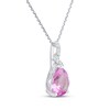 Thumbnail Image 2 of Pear-Shaped Pink Lab-Created Sapphire & White Lab-Created Sapphire Drop Necklace Sterling Silver 18"
