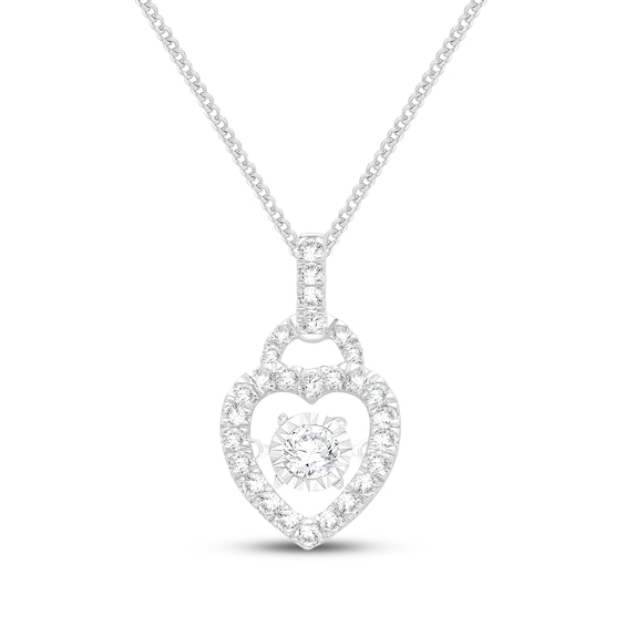 Unstoppable Love Diamond Heart Lock Necklace 1/2 ct tw 10K White Gold 19"