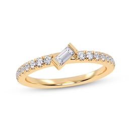 Adore Tilted Baguette & Round-Cut Diamond Stackable Anniversary Ring 1/4 ct tw 14K Yellow Gold