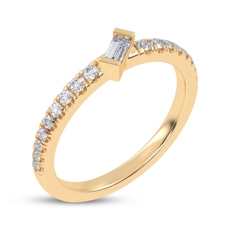 Main Image 2 of Adore Tilted Baguette & Round-Cut Diamond Anniversary Ring 1/4 ct tw 14K Yellow Gold
