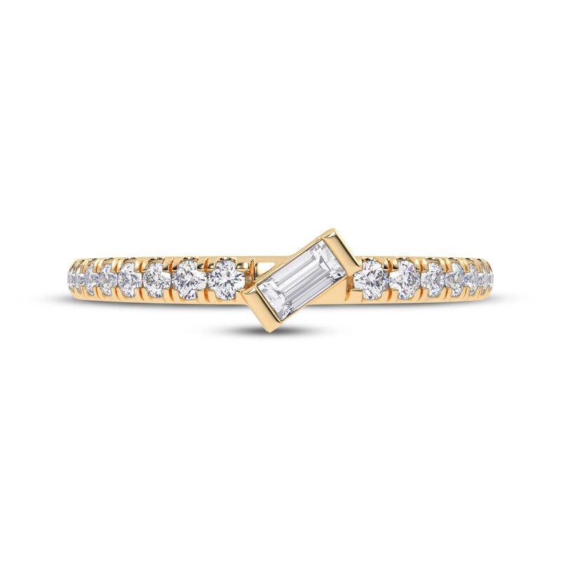 Main Image 3 of Adore Tilted Baguette & Round-Cut Diamond Anniversary Ring 1/4 ct tw 14K Yellow Gold