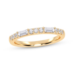 Adore Baguette & Round-Cut Diamond Alternating Stackable Anniversary Ring 1/4 ct tw 14K Yellow Gold