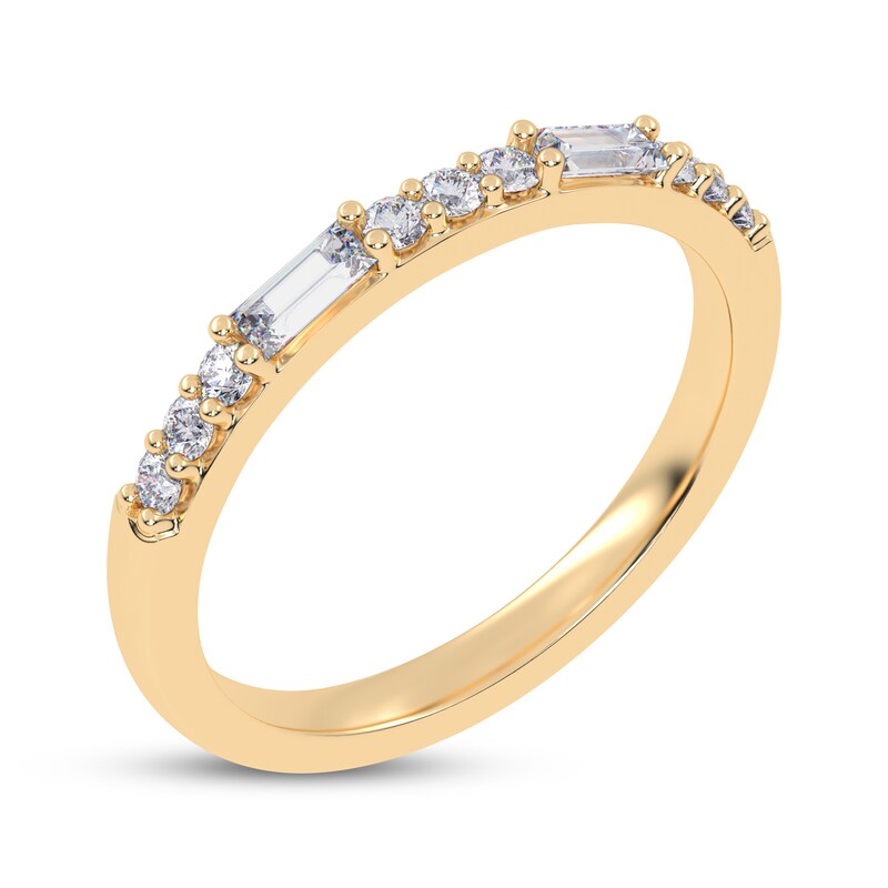 Main Image 2 of Adore Baguette & Round-Cut Diamond Alternating Stackable Anniversary Ring 1/4 ct tw 14K Yellow Gold