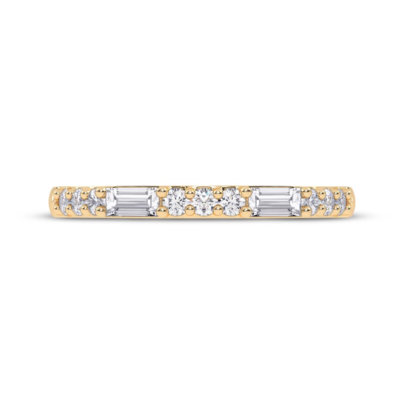 Main Image 3 of Adore Baguette & Round-Cut Diamond Alternating Stackable Anniversary Ring 1/4 ct tw 14K Yellow Gold