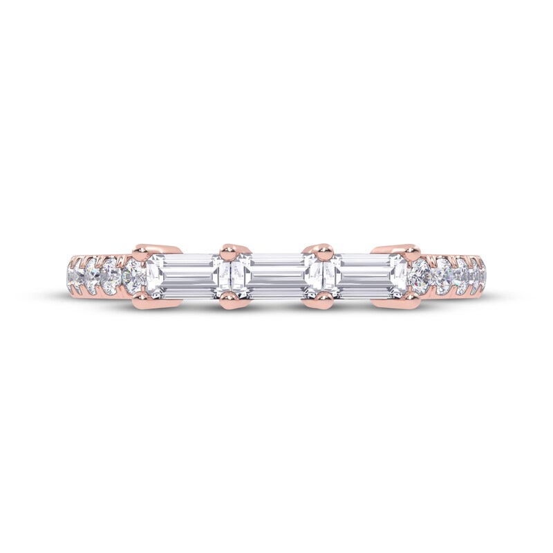Main Image 3 of Adore Baguette & Round-Cut Diamond Three-Stone Anniversary Ring 1/3 ct tw 14K Rose Gold