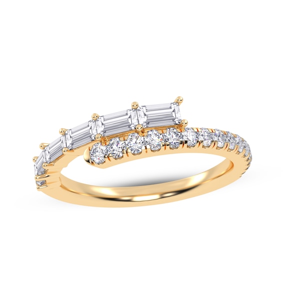 Baguette & Round-Cut Diamond Wrap Ring 1/2 ct tw 14K Yellow Gold