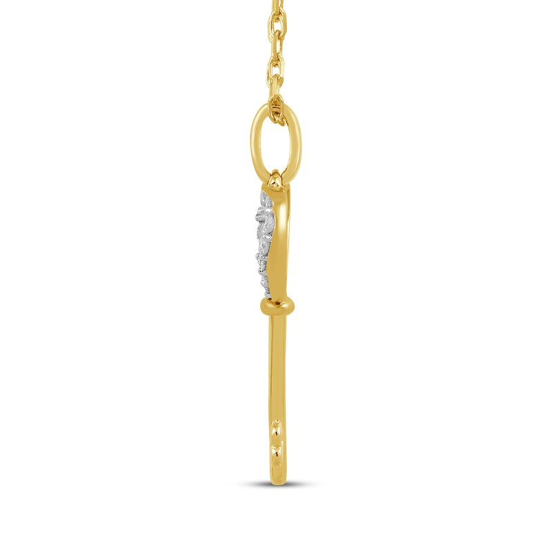 Main Image 2 of Diamond Heart Key Necklace 1/10 ct tw 10K Yellow Gold 18"