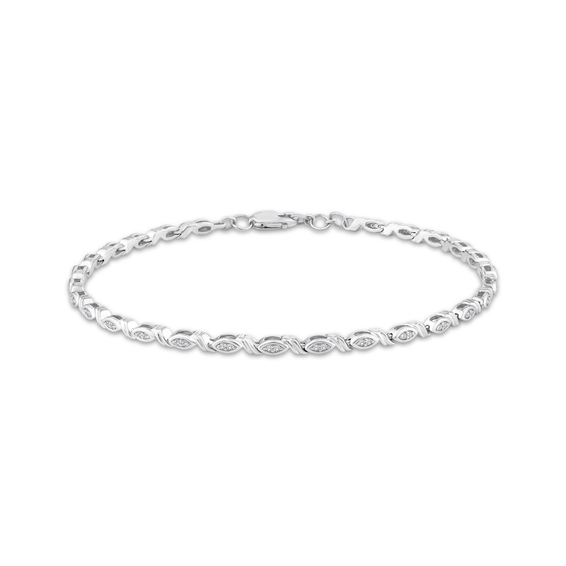 Main Image 3 of Diamond Marquise Link Bracelet & Hoop Earrings Set 1/5 ct tw Sterling Silver