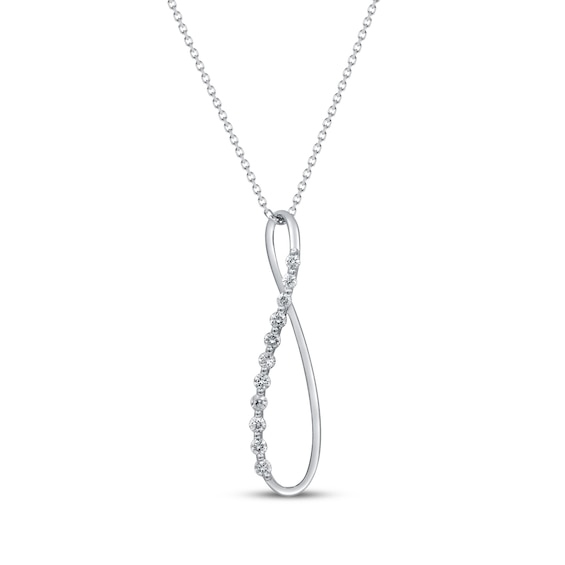 Diamond Infinity Necklace 1/3 ct tw 14K White Gold 18"
