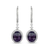 Thumbnail Image 2 of Oval-Cut Fluorite & White Lab-Created Sapphire Dangle Earrings Sterling Silver
