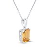 Thumbnail Image 2 of Emerald-Cut Citrine Solitaire Necklace Sterling Silver 18"