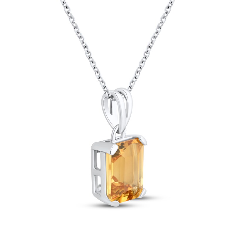 Main Image 2 of Emerald-Cut Citrine Solitaire Necklace Sterling Silver 18"