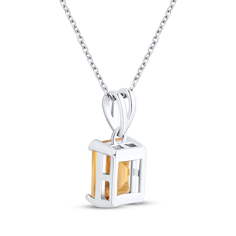 Main Image 3 of Emerald-Cut Citrine Solitaire Necklace Sterling Silver 18"