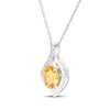 Thumbnail Image 2 of Oval-Cut Citrine & White Lab-Created Sapphire Necklace Sterling Silver 18"
