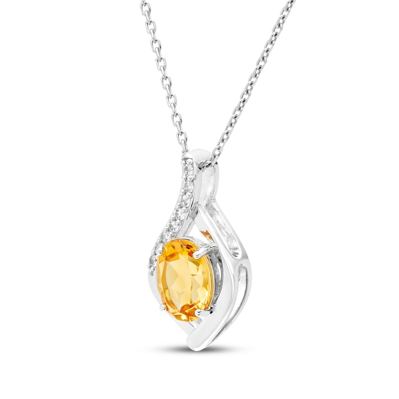 Main Image 2 of Oval-Cut Citrine & White Lab-Created Sapphire Necklace Sterling Silver 18"