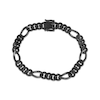 Thumbnail Image 1 of Ink & Ice Men's Black Diamond Figaro Chain Bracelet 1 ct tw Black Rhodium-Plated Sterling Silver 8.5"