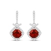 Thumbnail Image 2 of Cushion-Cut Garnet & White Lab-Created Sapphire Drop Earrings Sterling Silver