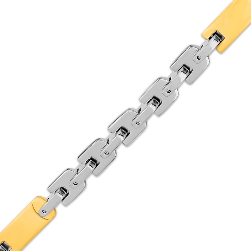 Main Image 2 of Men's Hollow Geometric Chain Link Necklace Stainless Steel & Yellow Ion Plating 24"