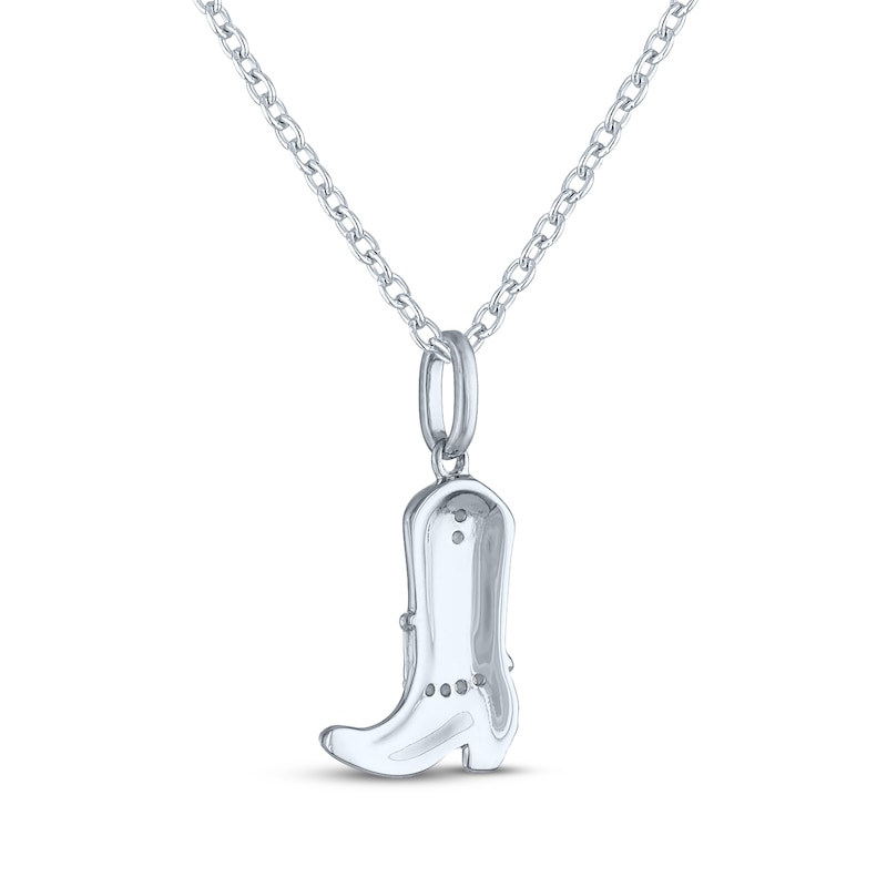Main Image 4 of Cowgirl Boot Necklace with Diamond Accents Sterling Silver 18"
