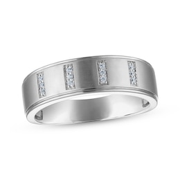 Men's Diamond Trios Wedding Band 1/20 ct tw 10K White Gold