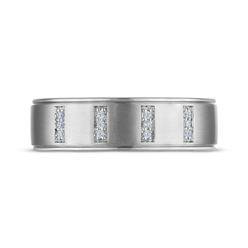 Main Image 3 of Men's Diamond Trios Wedding Band 1/20 ct tw 10K White Gold