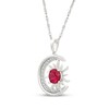 Thumbnail Image 2 of Lab-Created Ruby & White Lab-Created Sapphire Crescent Moon & Sun Necklace Sterling Silver 18"