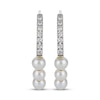 Thumbnail Image 2 of Cultured Pearl & Diamond J-Hoop Earrings 1/10 ct tw 10K Yellow Gold