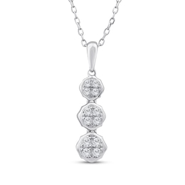 Memories Moments Magic Multi-Diamond Circle Drop Necklace 1/6 ct tw Sterling Silver 18"