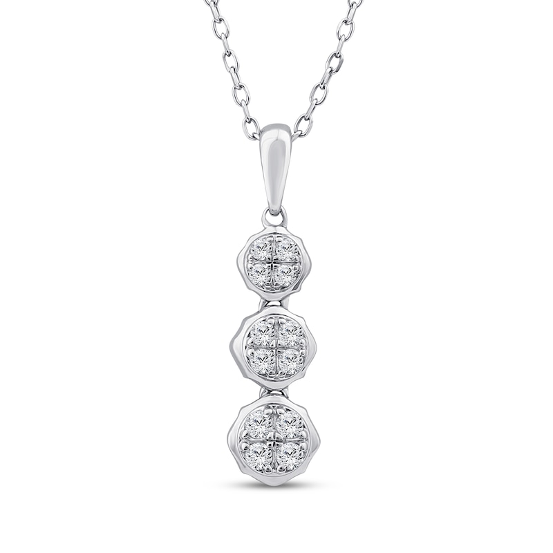 Main Image 1 of Memories Moments Magic Multi-Diamond Circle Drop Necklace 1/6 ct tw Sterling Silver 18"