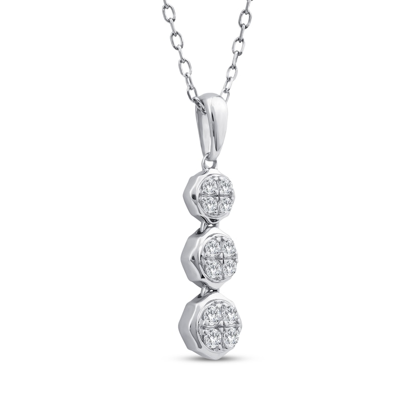 Main Image 2 of Memories Moments Magic Multi-Diamond Circle Drop Necklace 1/6 ct tw Sterling Silver 18"