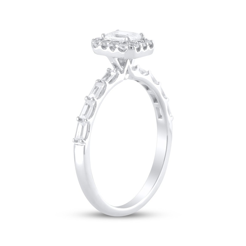 Main Image 2 of Now + Forever Emerald-Cut Lab-Grown Diamond Halo Engagement Ring 3/4 ct tw 10K White Gold