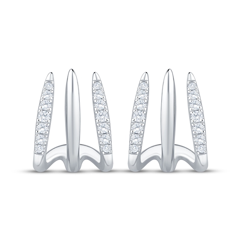 Main Image 2 of Diamond Three-Row J-Hoop Earrings 1/3 ct tw Sterling Silver