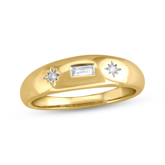 STUDIO BY KAY Baguette & Round-Cut Diamond Dome Ring 1/15 ct tw 24K Yellow Gold Vermeil Sterling Silver