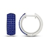 Thumbnail Image 3 of Men's Blue Lab-Created Sapphire Huggie Hoop Earrings Sterling Silver
